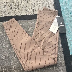 Glyder Tan and Brown Striped Leggings